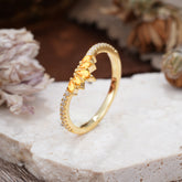 Marquise Cut Tiara Citrine Curved Wedding Band Stacking Ring